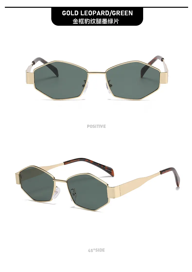 Women's Diamond Metal Retro Sunglasses Grey — feature 19