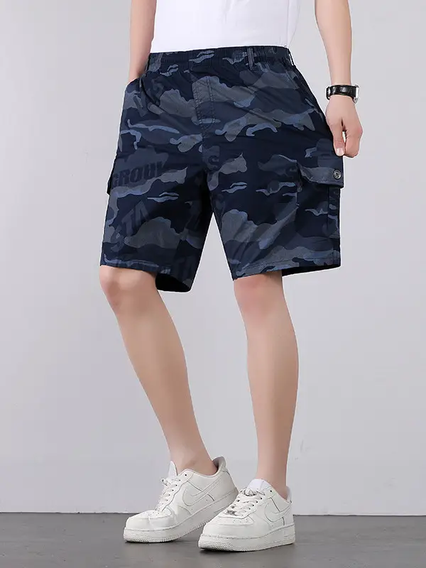 Men Camo Cotton Shorts Summer Beach Wear