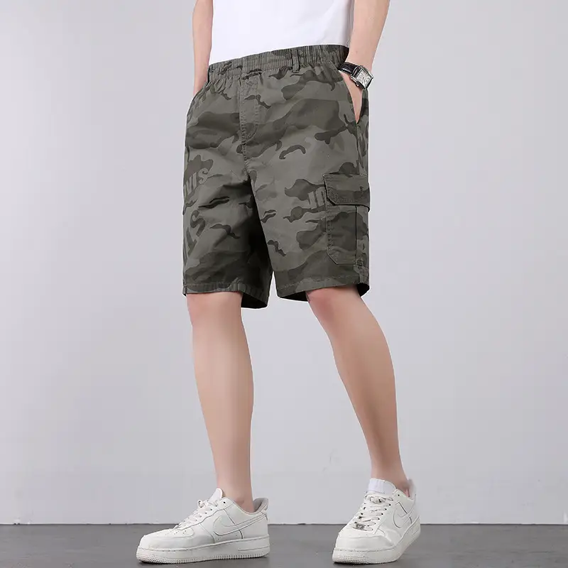 Men Camo Cotton Shorts Summer Beach Wear