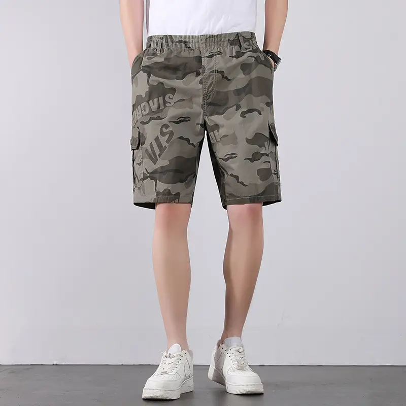 Men Camo Cotton Shorts Summer Beach Wear