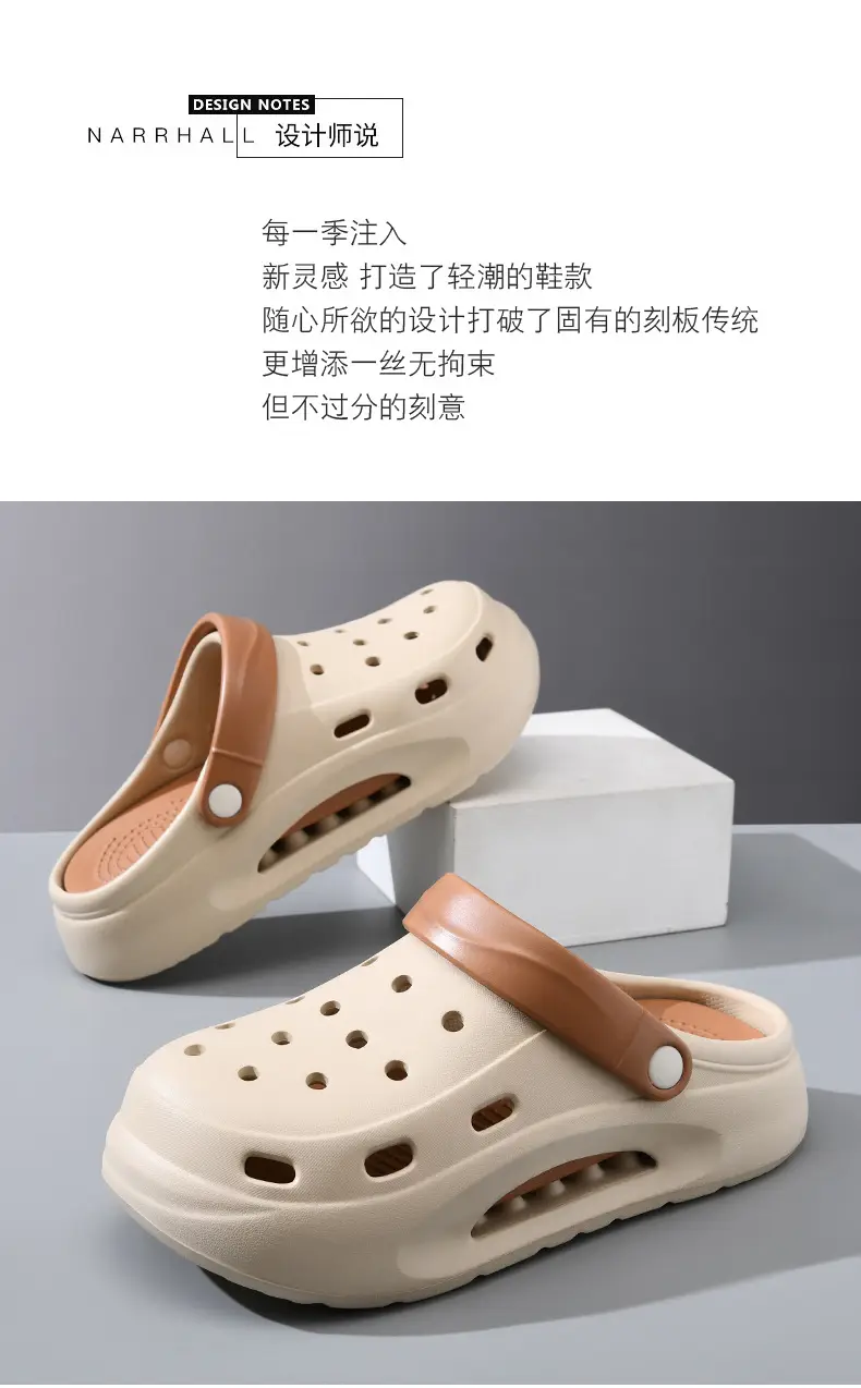 Croc Shoes Summer Men's Eva Anti-Odor Breathable Slippers Non-Slip Wear-Resistant Outer Wear Non-Stinky Feet Baotou Beach Sandals — feature 5