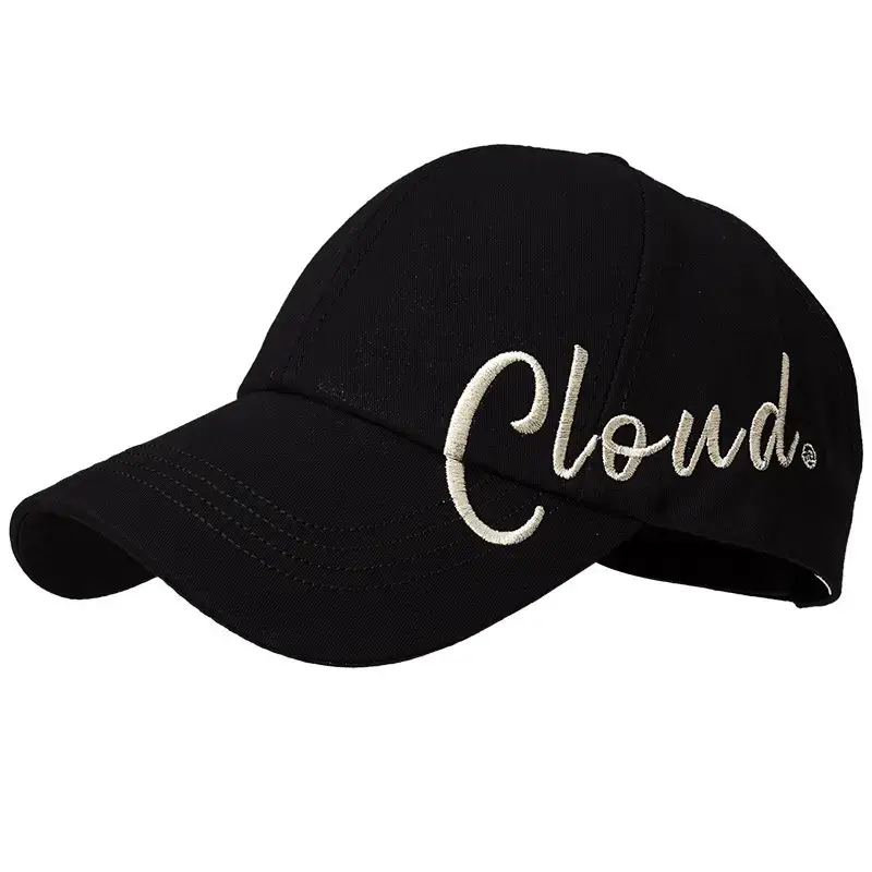 Black Cloud Embroidered Women's Cap with Wide Brim
