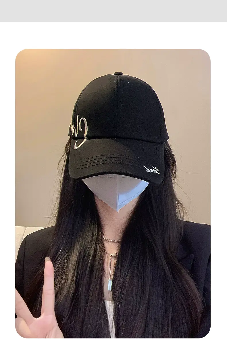Black Cloud Embroidered Women's Cap with Wide Brim — feature 12