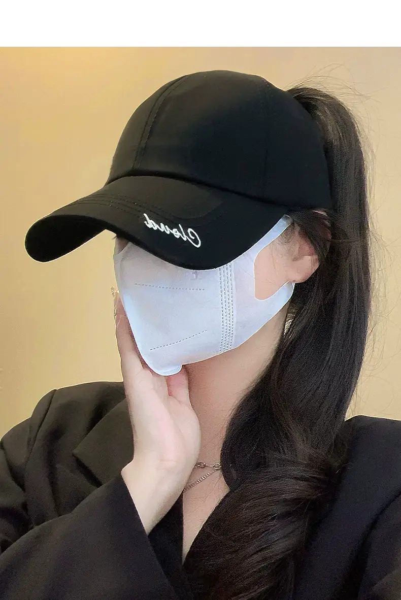 Black Cloud Embroidered Women's Cap with Wide Brim — feature 13