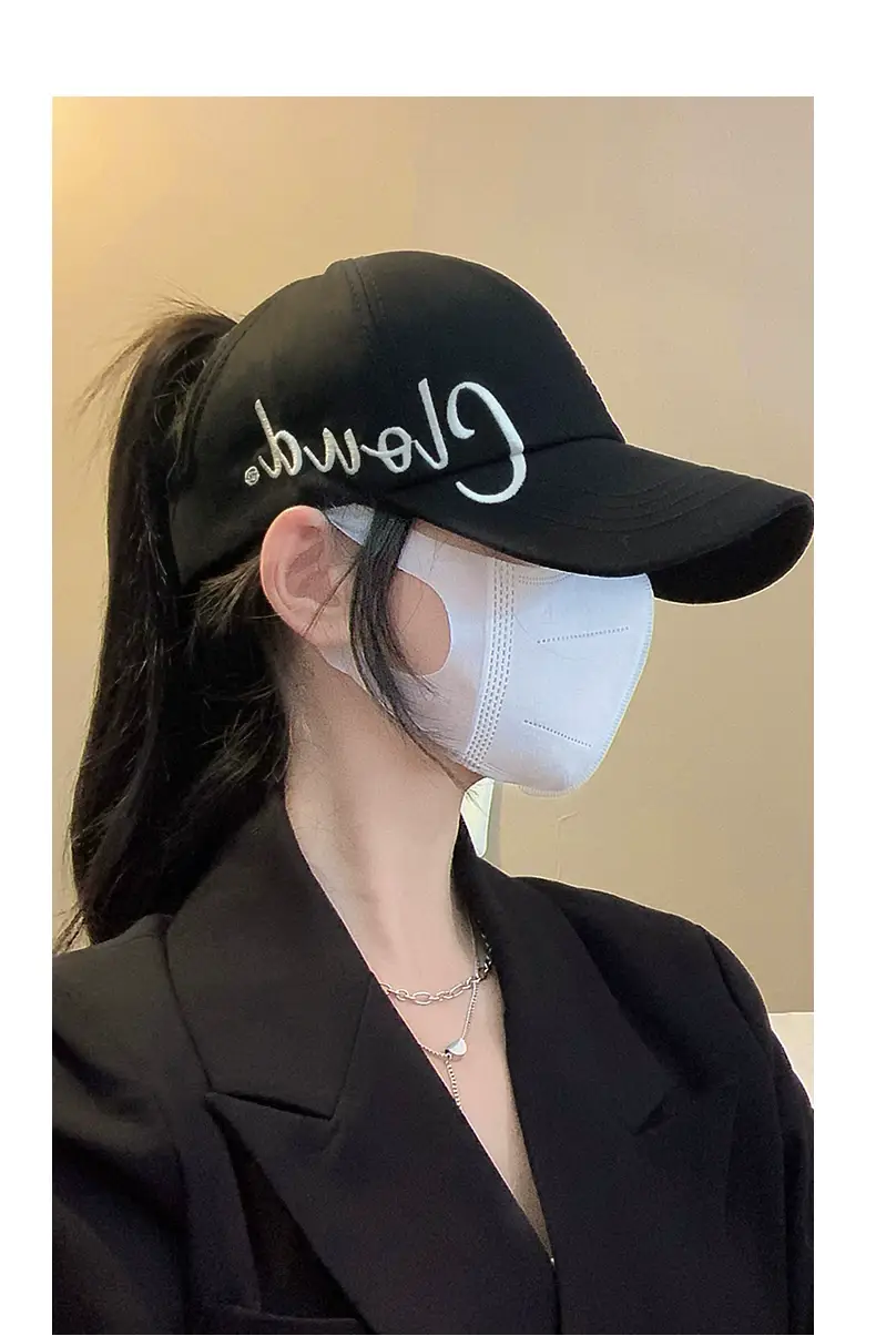 Black Cloud Embroidered Women's Cap with Wide Brim — feature 16