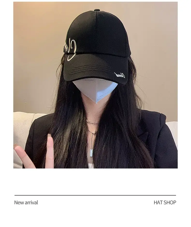 Black Cloud Embroidered Women's Cap with Wide Brim — feature 6
