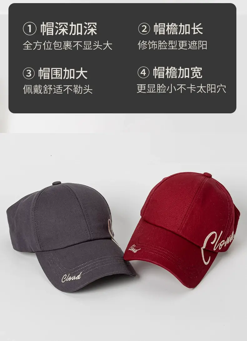 Black Cloud Embroidered Women's Cap with Wide Brim — feature 8