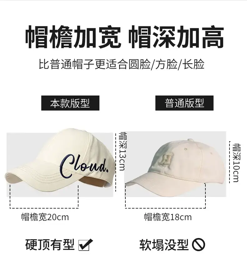 Black Cloud Embroidered Women's Cap with Wide Brim — feature 9
