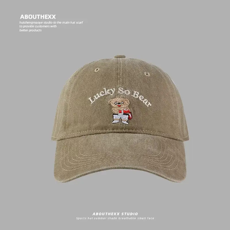 Washed Cartoon Bear Cap Korean Style All-match Couple Baseball Cap Sunshade Hat — feature 7