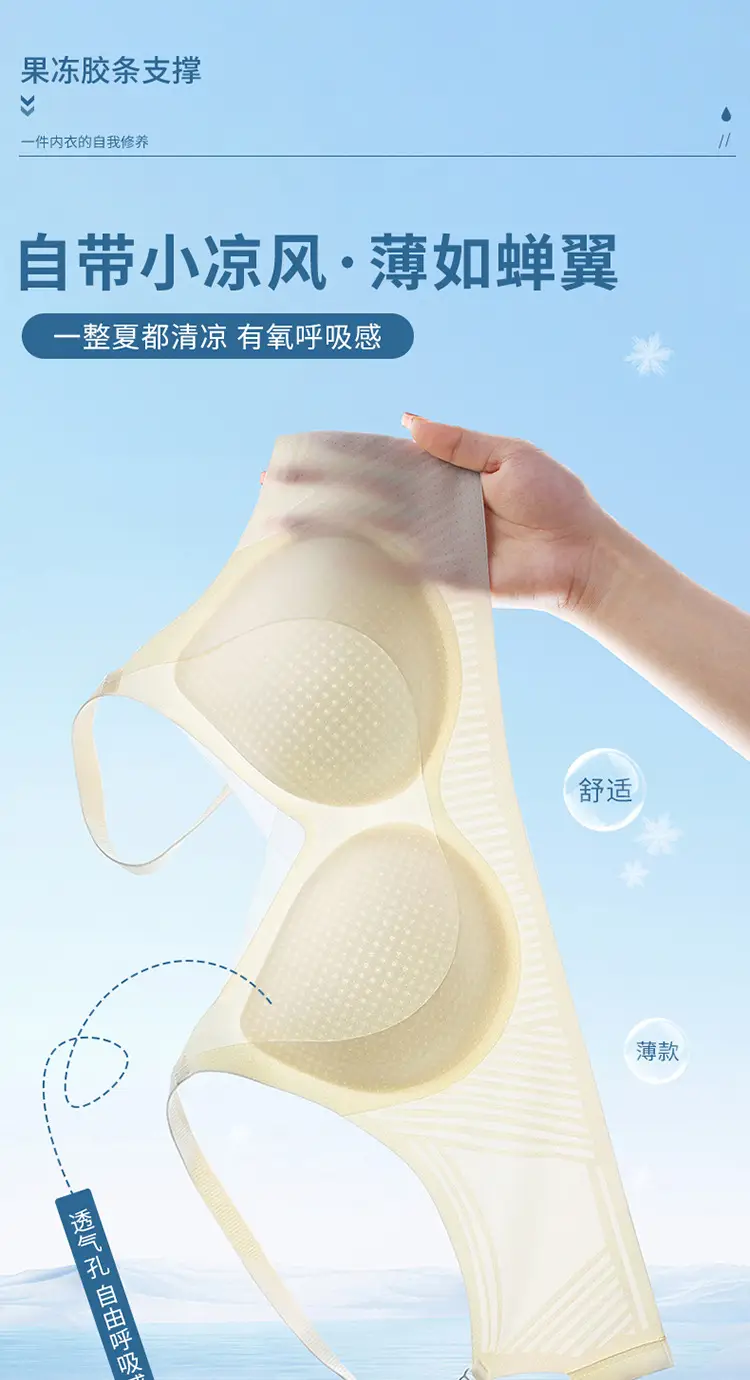 New Style Underwear Women's Summer Thin Beautiful Back Traceless Breast Anti-sagging New Style Ice Silk Small Chest Push-up Bra — feature 1