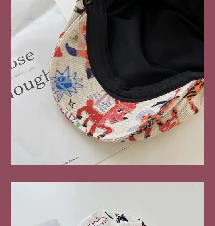 Japanese Style Cute Graffiti Forward Hat for Girls — feature 6