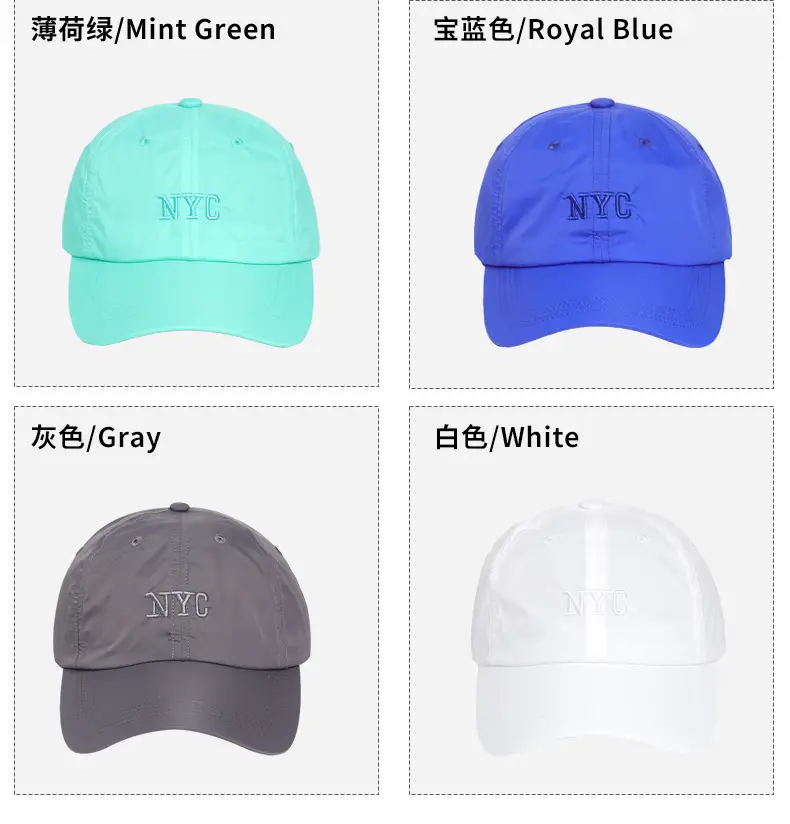 Gray NYC Letter Embroidered Baseball Cap — feature 5