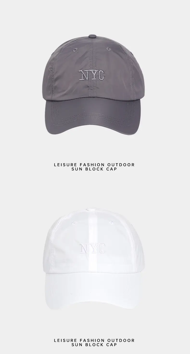 Gray NYC Letter Embroidered Baseball Cap — feature 8