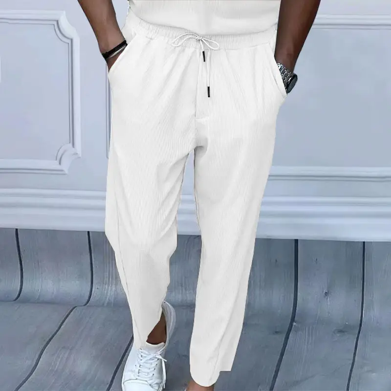 Men Grey Loose Straight Corduroy Pants American Oversize - Image 7