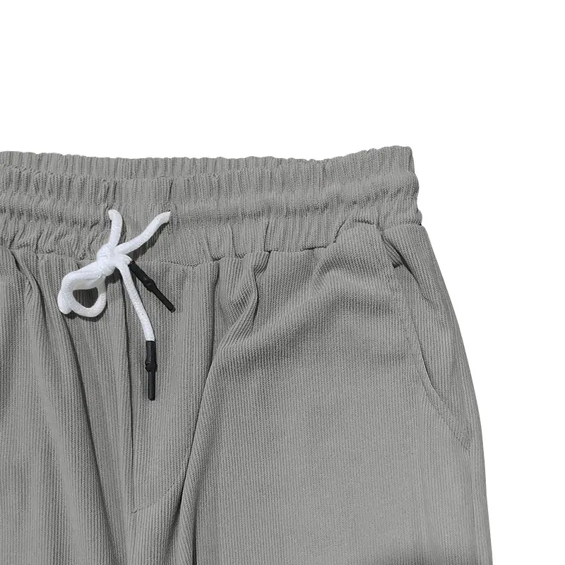 Men Grey Loose Straight Corduroy Pants American Oversize — feature 22