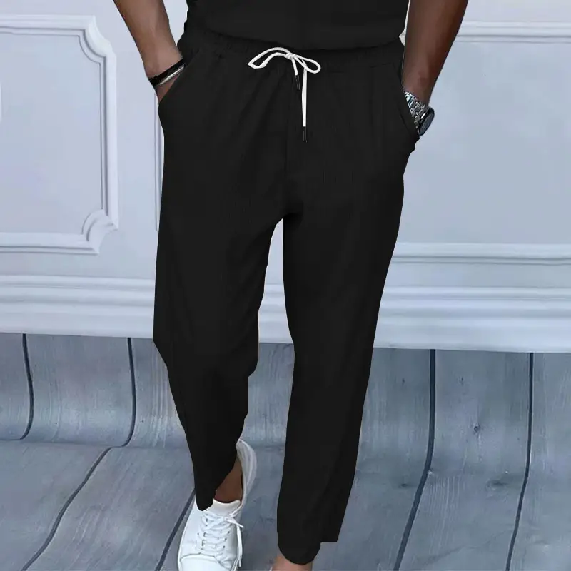 Men Grey Loose Straight Corduroy Pants American Oversize — feature 9