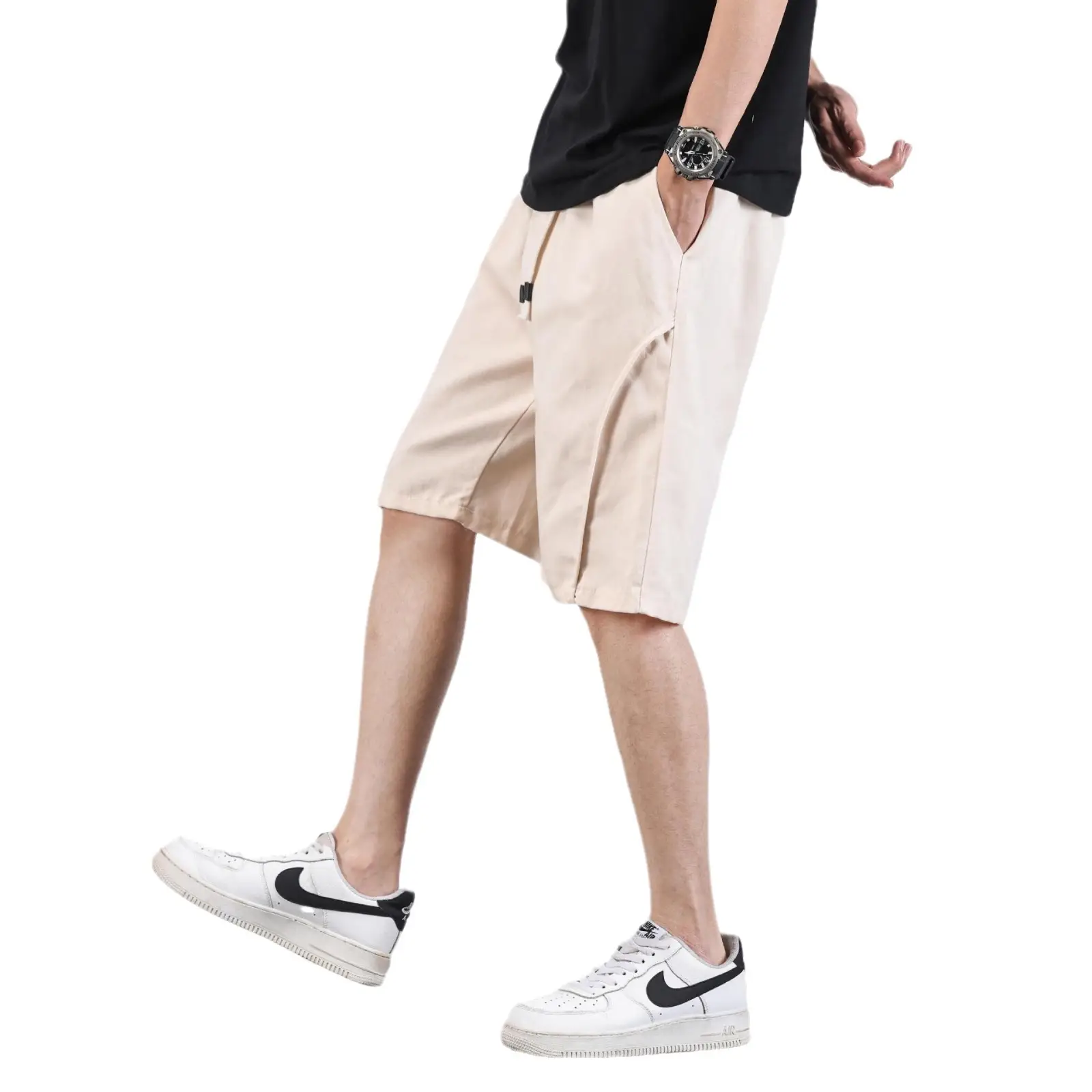 Men Army Green Shorts Mid-Length Functional Summer Wear - Image 7