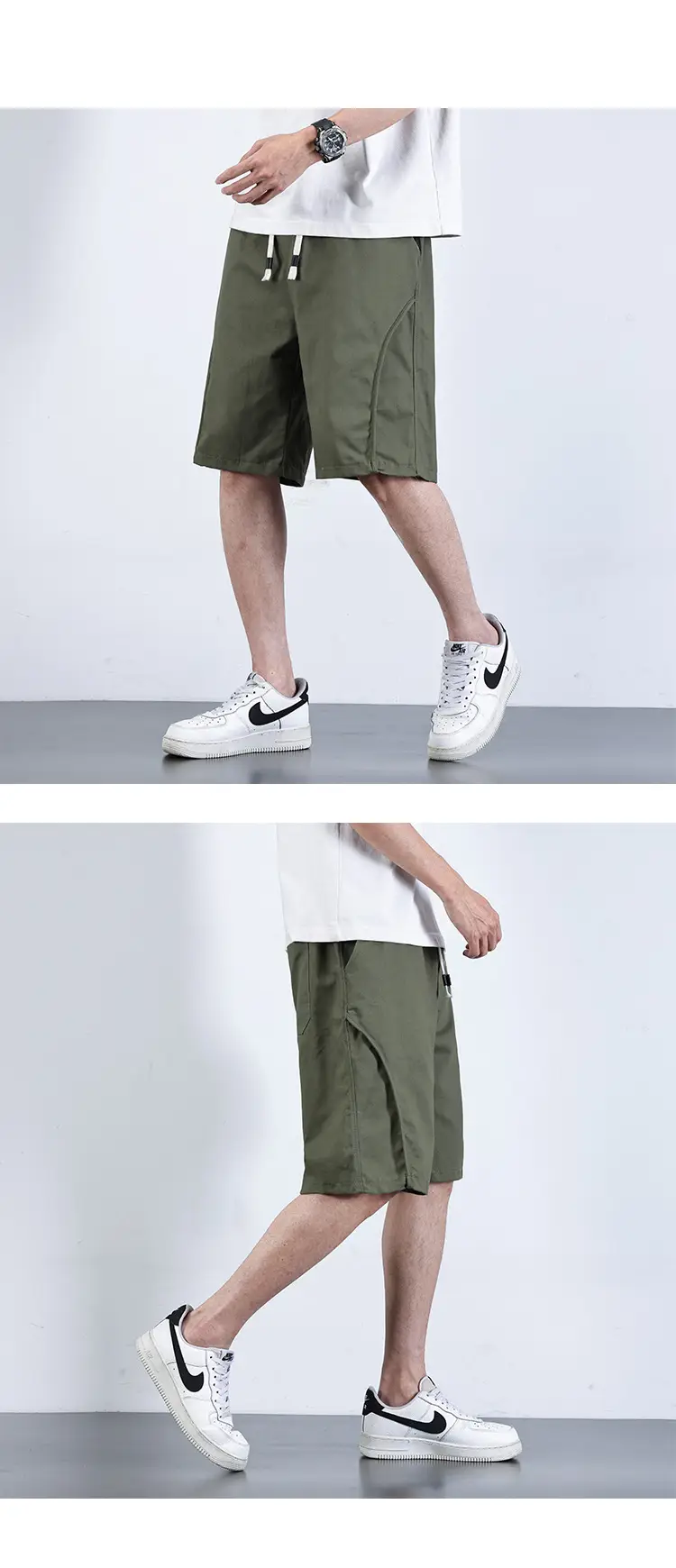 Men Army Green Shorts Mid-Length Functional Summer Wear — feature 4