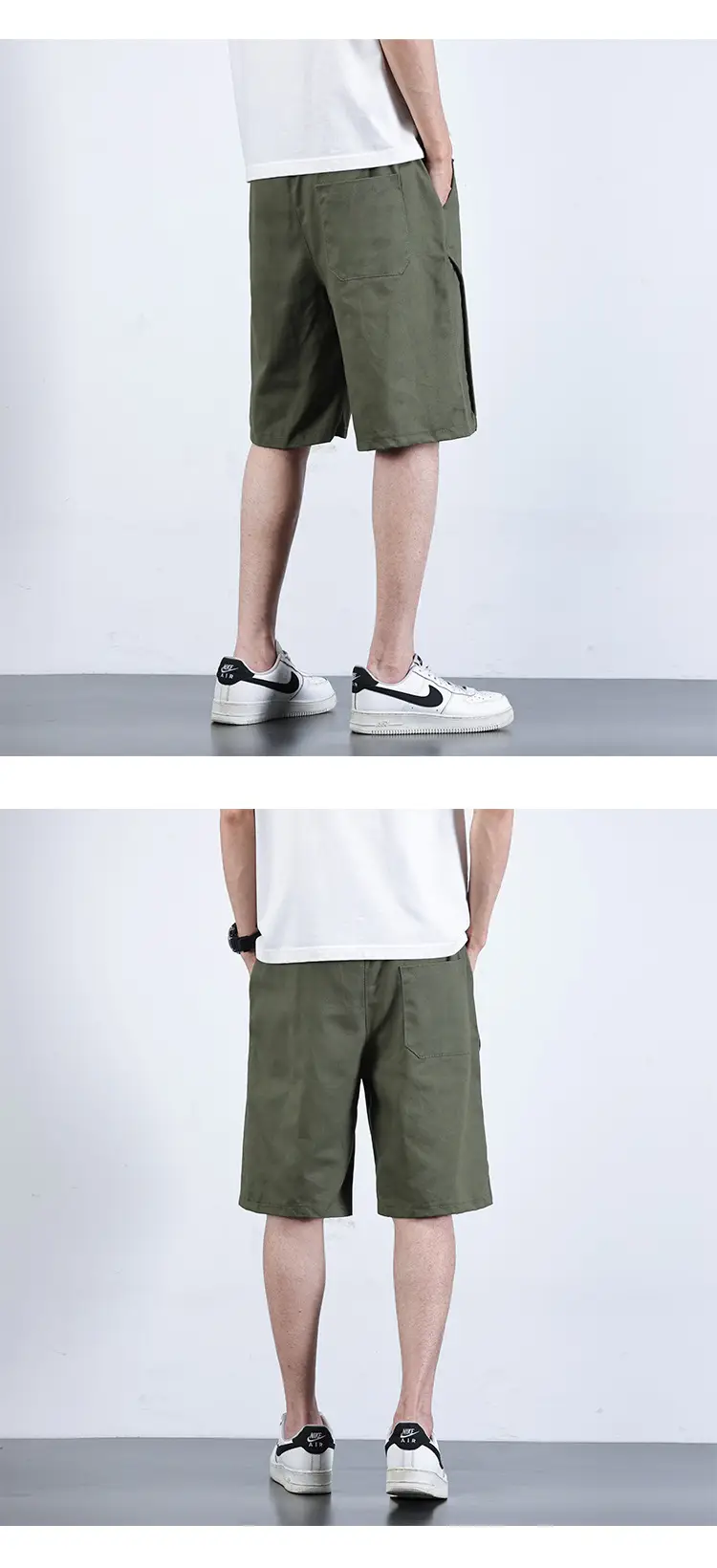 Men Army Green Shorts Mid-Length Functional Summer Wear — feature 6
