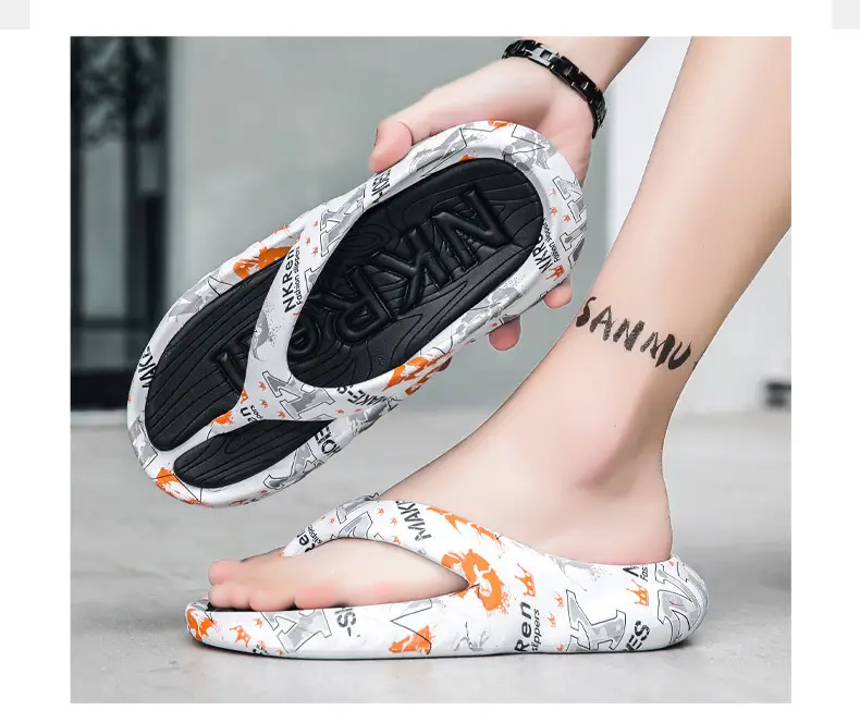 Summer plus size Thick Sole Outwear Flip Flops Men's Flip Flops Trendy Distinctive Non-slip Beach Shoes — feature 3