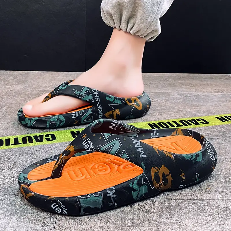 Summer plus size Thick Sole Outwear Flip Flops Men's Flip Flops Trendy Distinctive Non-slip Beach Shoes - Image 2