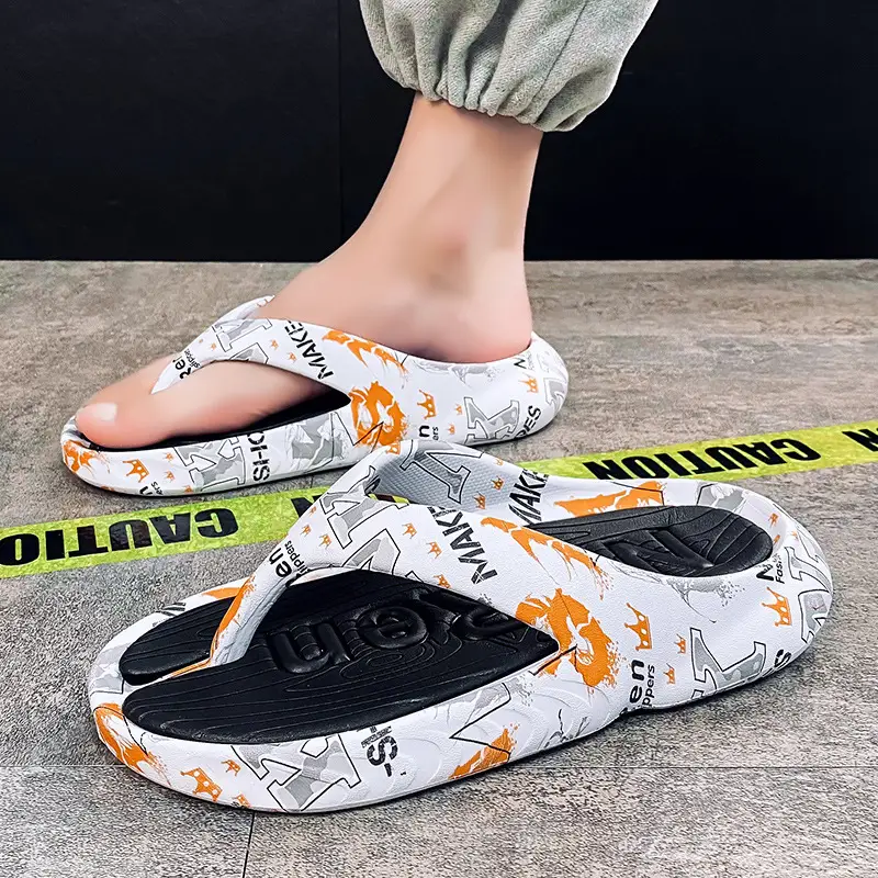Summer plus size Thick Sole Outwear Flip Flops Men's Flip Flops Trendy Distinctive Non-slip Beach Shoes - Image 3