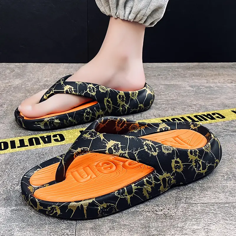 Summer plus size Thick Sole Outwear Flip Flops Men's Flip Flops Trendy Distinctive Non-slip Beach Shoes - Image 4