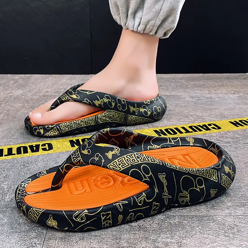 Summer plus size Thick Sole Outwear Flip Flops Men's Flip Flops Trendy Distinctive Non-slip Beach Shoes - Image 7
