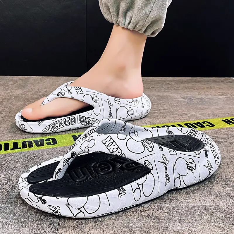 Summer plus size Thick Sole Outwear Flip Flops Men's Flip Flops Trendy Distinctive Non-slip Beach Shoes - Image 9