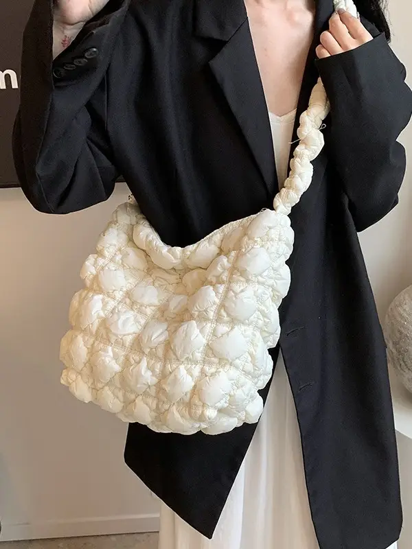 Pink Bubble Pleated Shoulder Bag for Women - Image 7