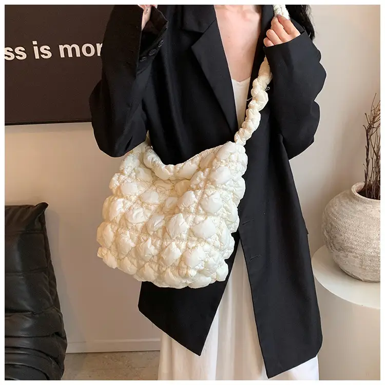 Pink Bubble Pleated Shoulder Bag for Women — feature 15