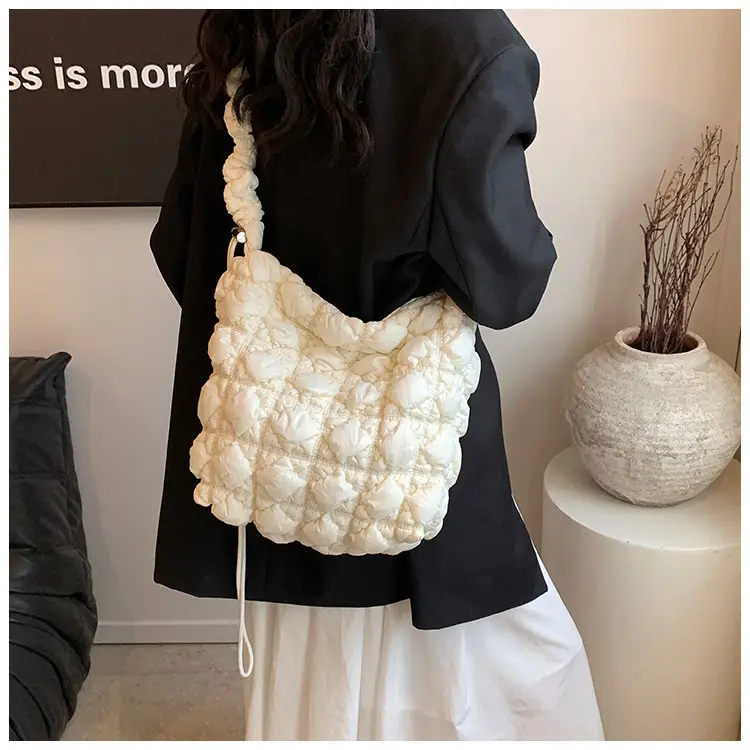 Pink Bubble Pleated Shoulder Bag for Women — feature 16