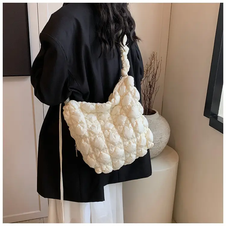 Pink Bubble Pleated Shoulder Bag for Women — feature 17