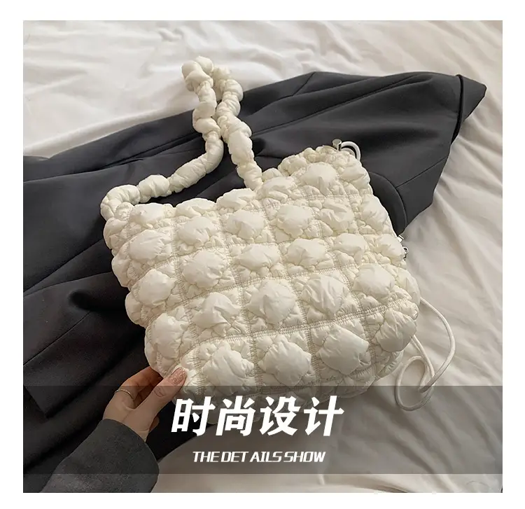 Pink Bubble Pleated Shoulder Bag for Women — feature 4