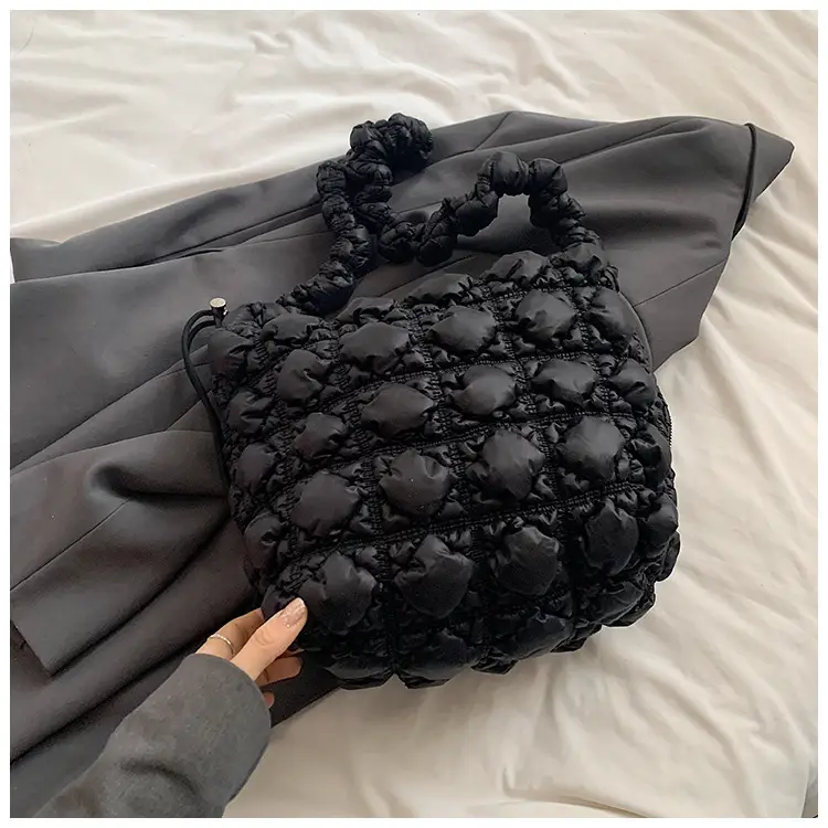 Pink Bubble Pleated Shoulder Bag for Women - Image 2