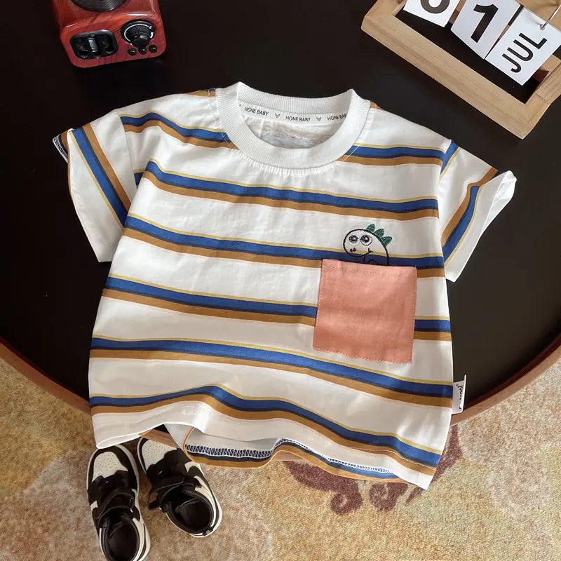 Children Striped T-Shirt Shorts Set 2024 Summer — feature 5