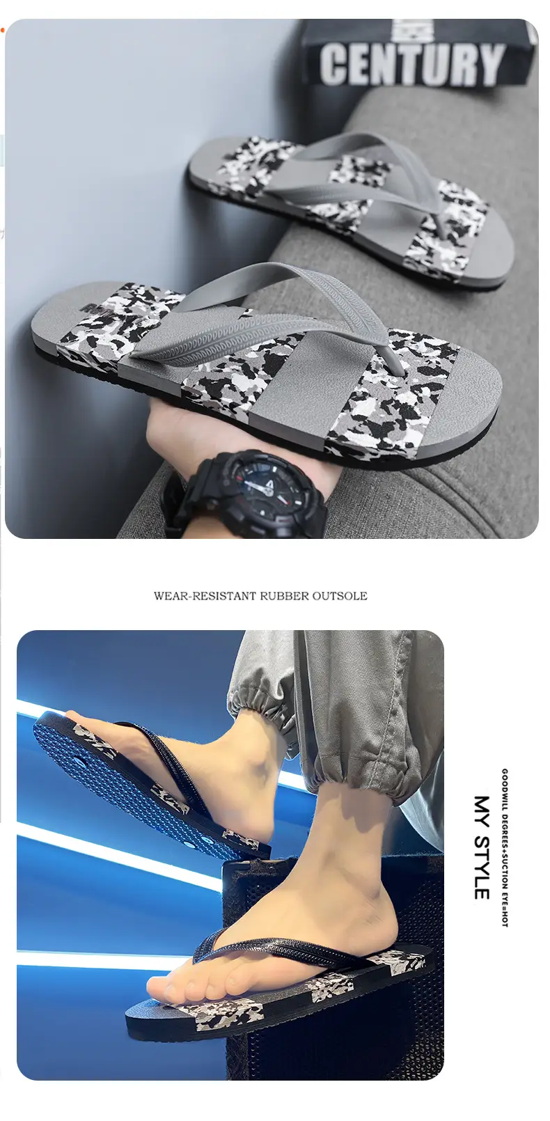 Slippers Men's Flip-Flops Summer Beach Casual Non-Slip Shit Feet Pinch Soft Bottom Wear-Resistant Outdoor plus size 45 Sandals — feature 13