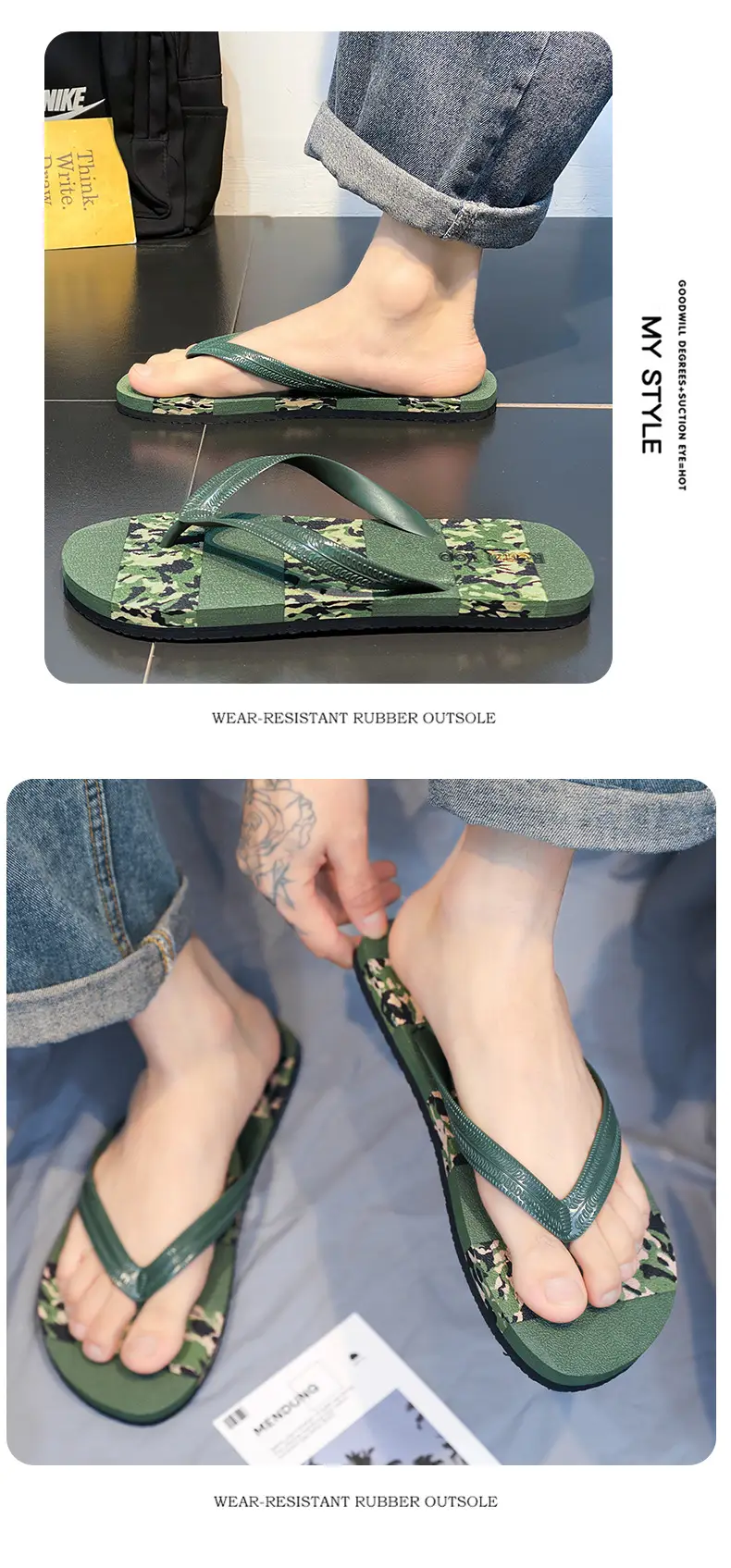 Slippers Men's Flip-Flops Summer Beach Casual Non-Slip Shit Feet Pinch Soft Bottom Wear-Resistant Outdoor plus size 45 Sandals — feature 16