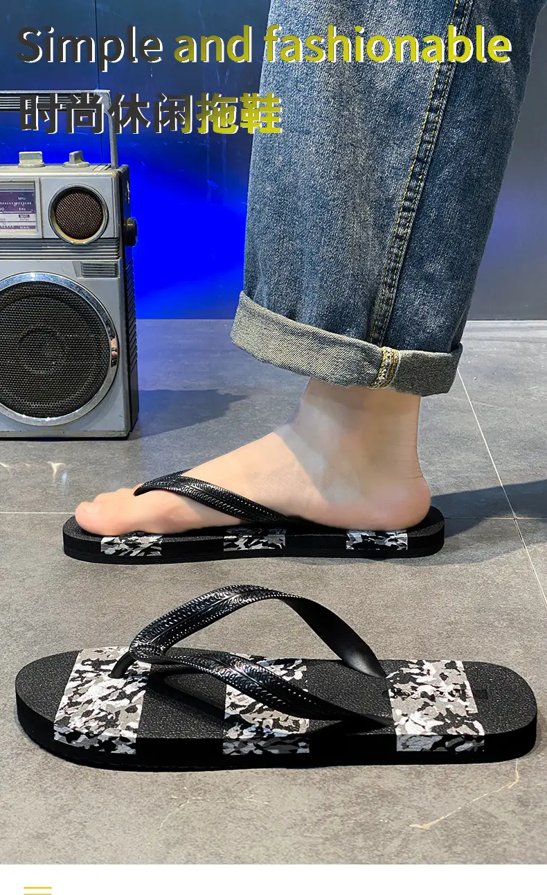 Slippers Men's Flip-Flops Summer Beach Casual Non-Slip Shit Feet Pinch Soft Bottom Wear-Resistant Outdoor plus size 45 Sandals — feature 4
