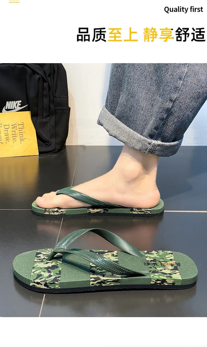 Slippers Men's Flip-Flops Summer Beach Casual Non-Slip Shit Feet Pinch Soft Bottom Wear-Resistant Outdoor plus size 45 Sandals — feature 5