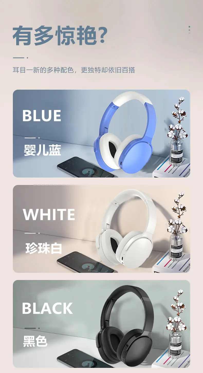 Over-Ear Bluetooth Headphones Blue White Vje907 — feature 15