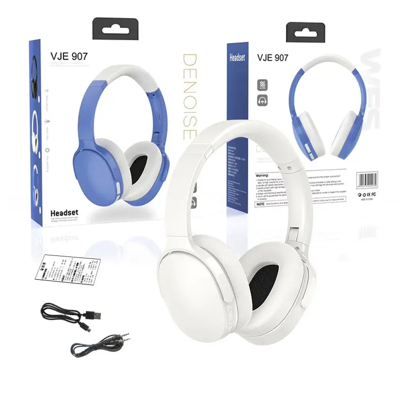 Over-Ear Bluetooth Headphones Blue White Vje907