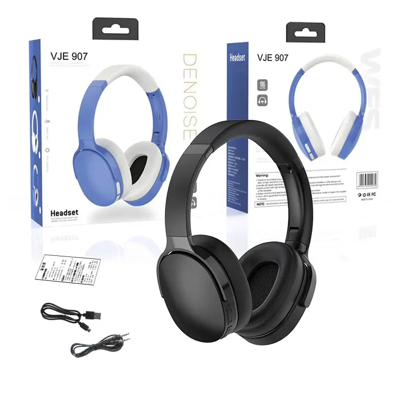 Over-Ear Bluetooth Headphones Blue White Vje907 - Image 2