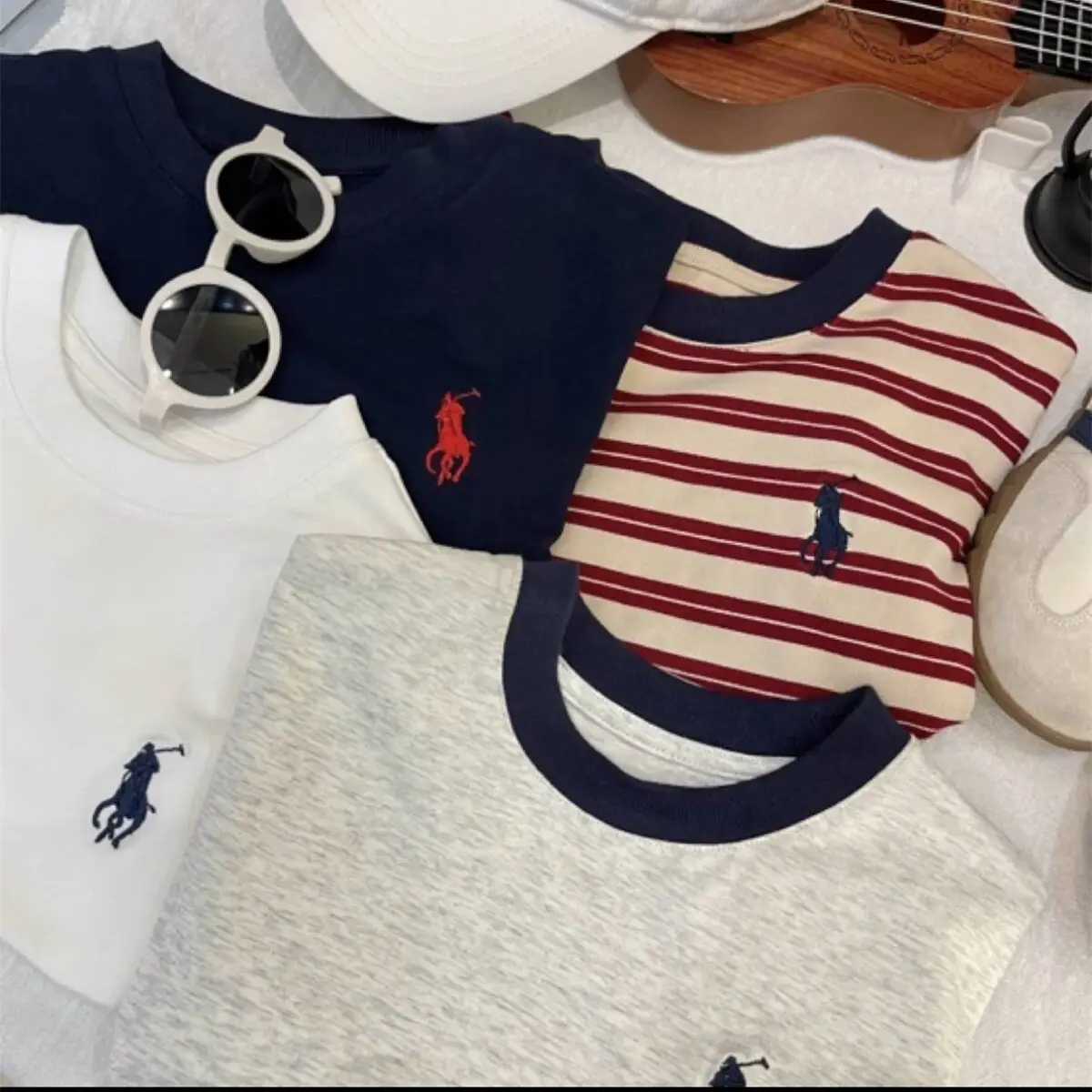 Boys Cotton Striped T-Shirt Navy Red - Image 12