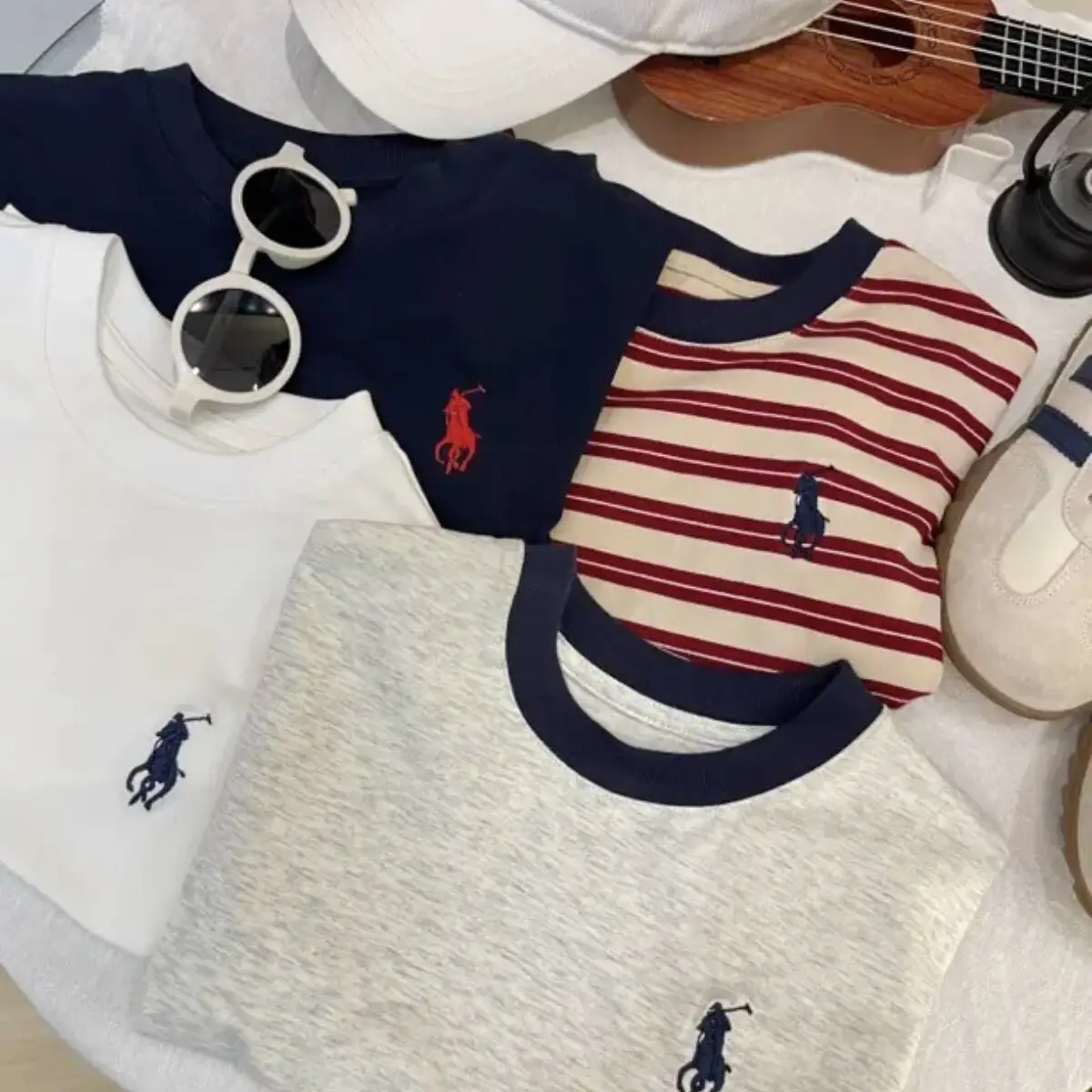 Boys Cotton Striped T-Shirt Navy Red - Image 13