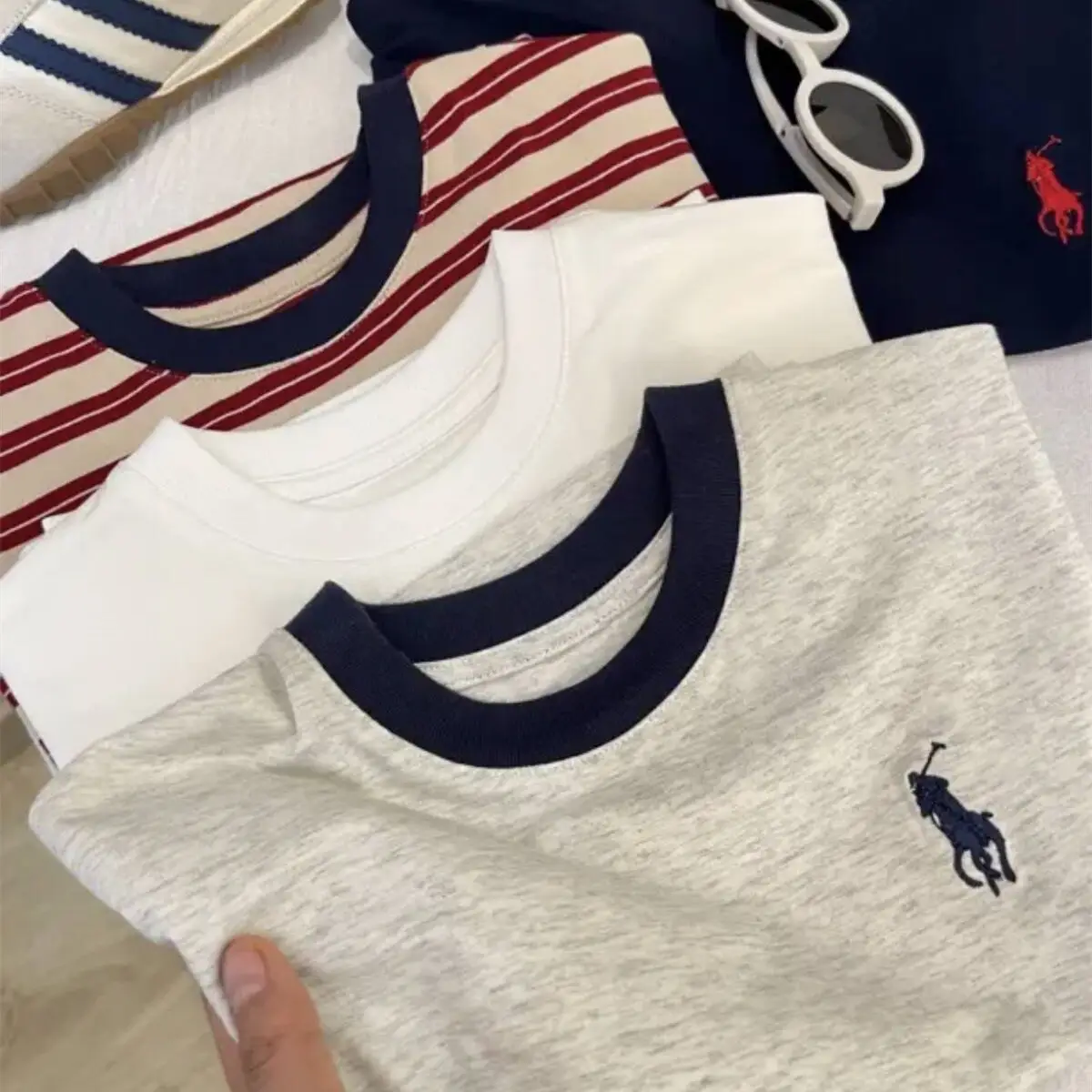 Boys Cotton Striped T-Shirt Navy Red — feature 18