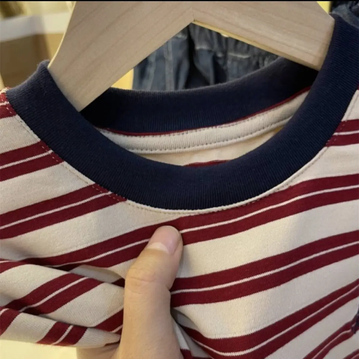 Boys Cotton Striped T-Shirt Navy Red — feature 19