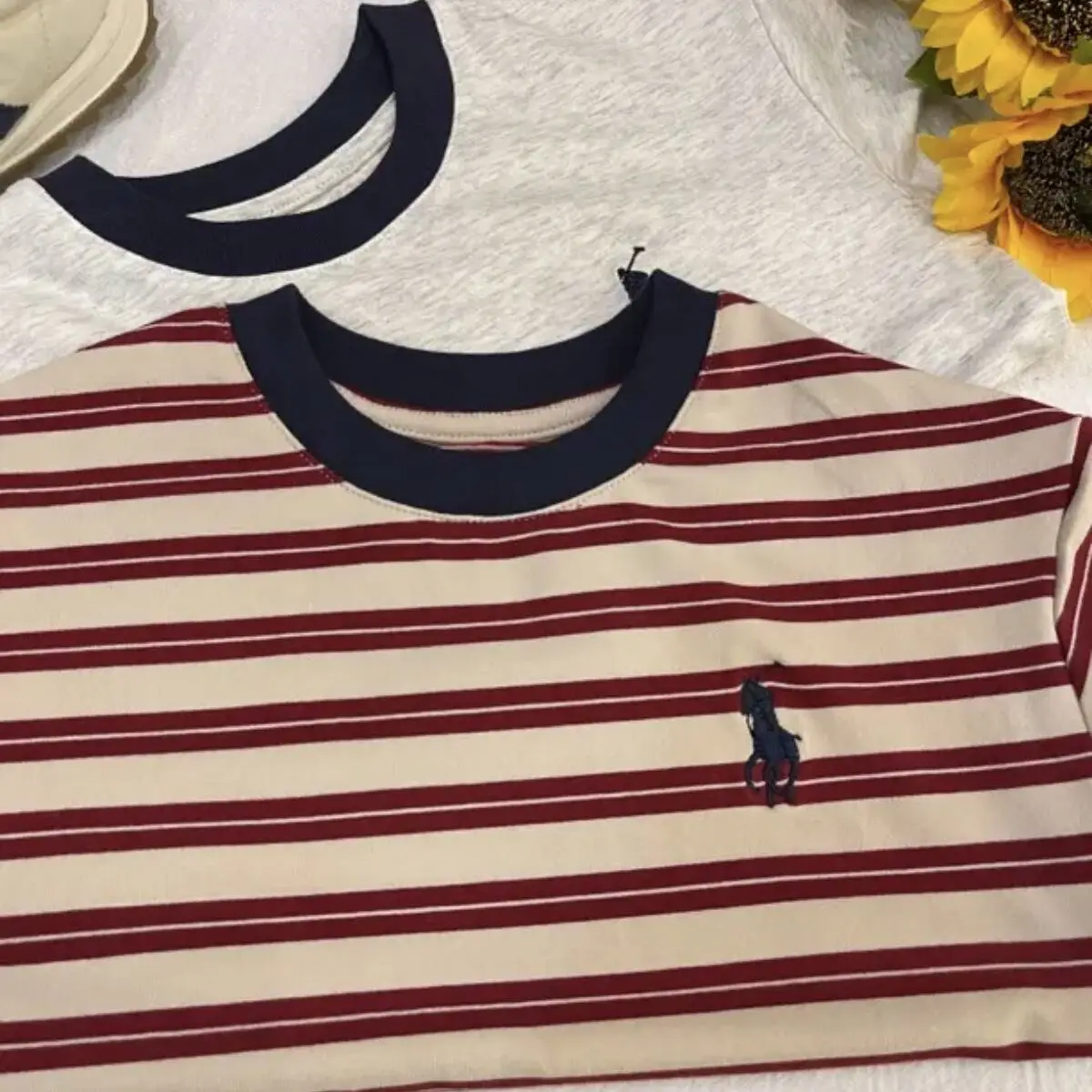 Boys Cotton Striped T-Shirt Navy Red — feature 9
