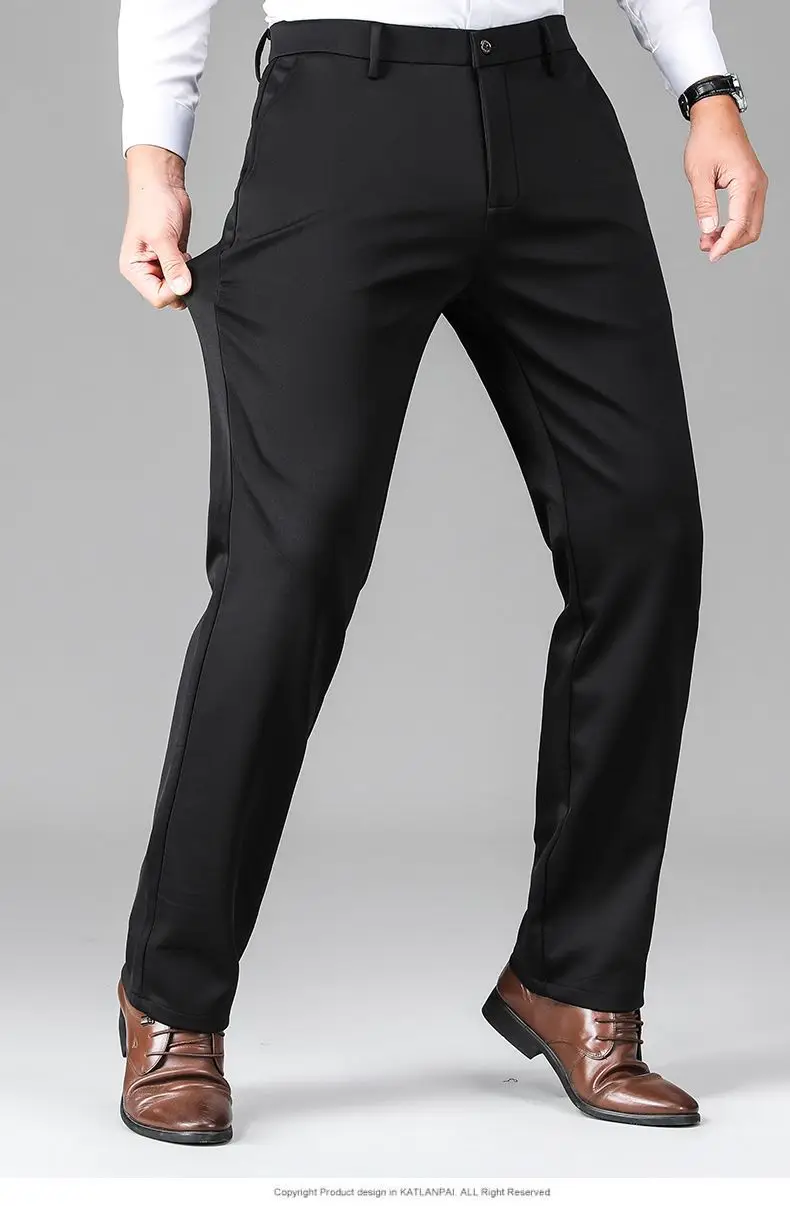 Men's Black Silk Business Pants Anti-Wrinkle High Elastic — feature 10