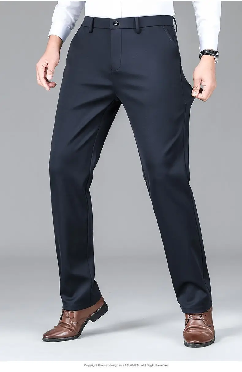 Men's Black Silk Business Pants Anti-Wrinkle High Elastic — feature 12
